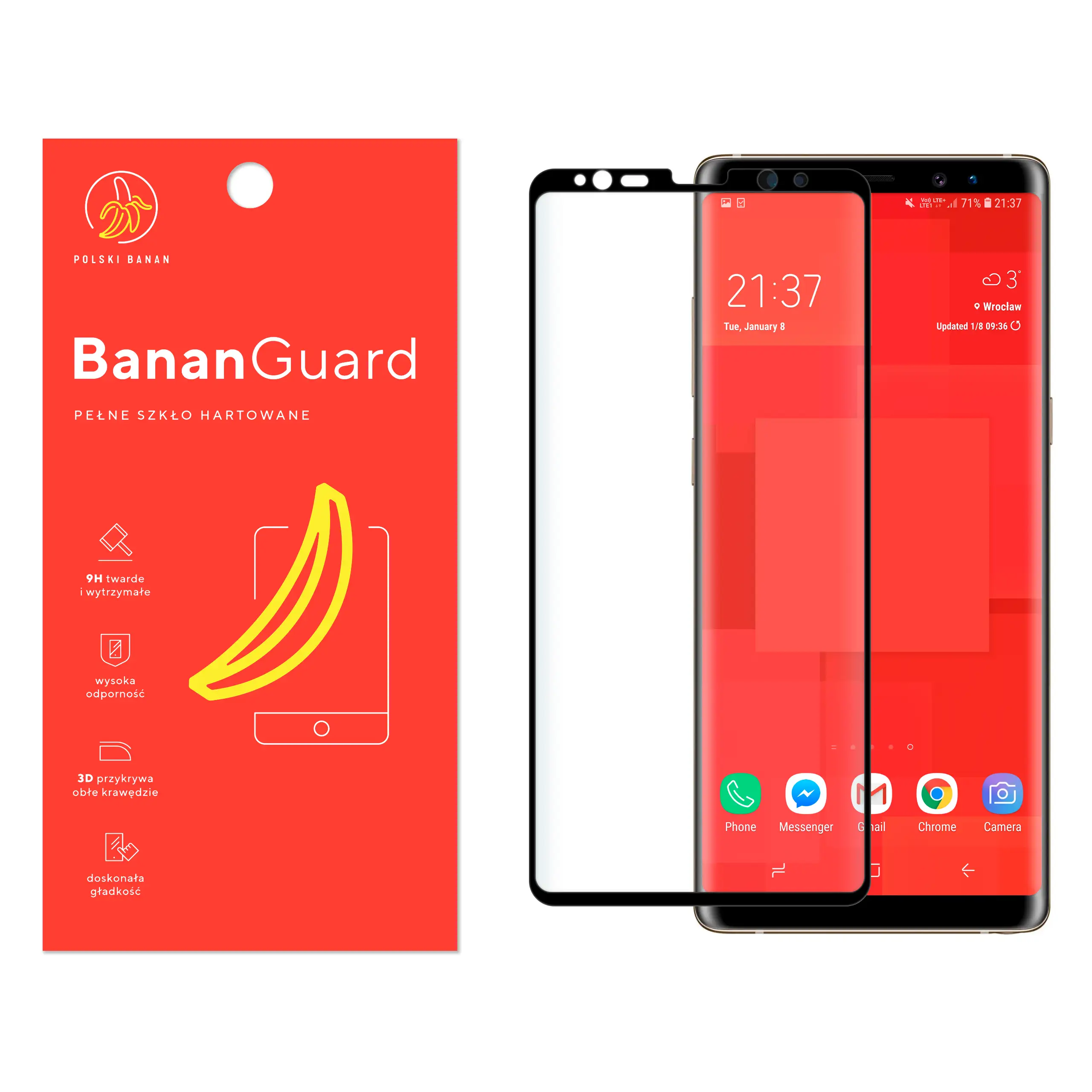 Szkło hartowane 5D Polski Banan BananGuard w kolorze czarnym do Samsung Galaxy Note 8